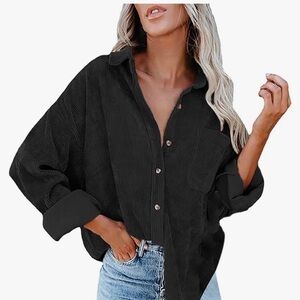 NWT BLACK CORDUROY SHACKET